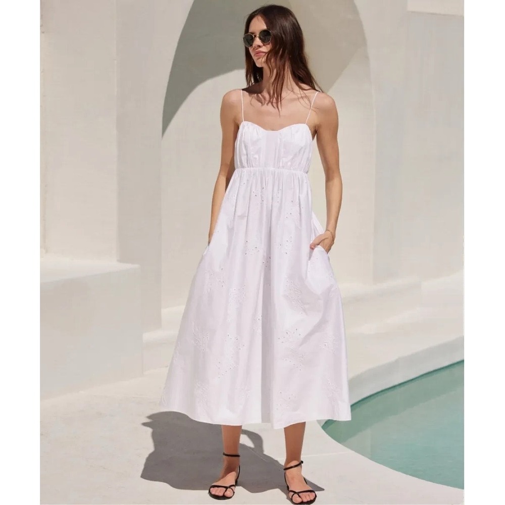 AYR Eyelet Dress XL White The Hello Lover Cotton Pockets Smocked Cottagecore